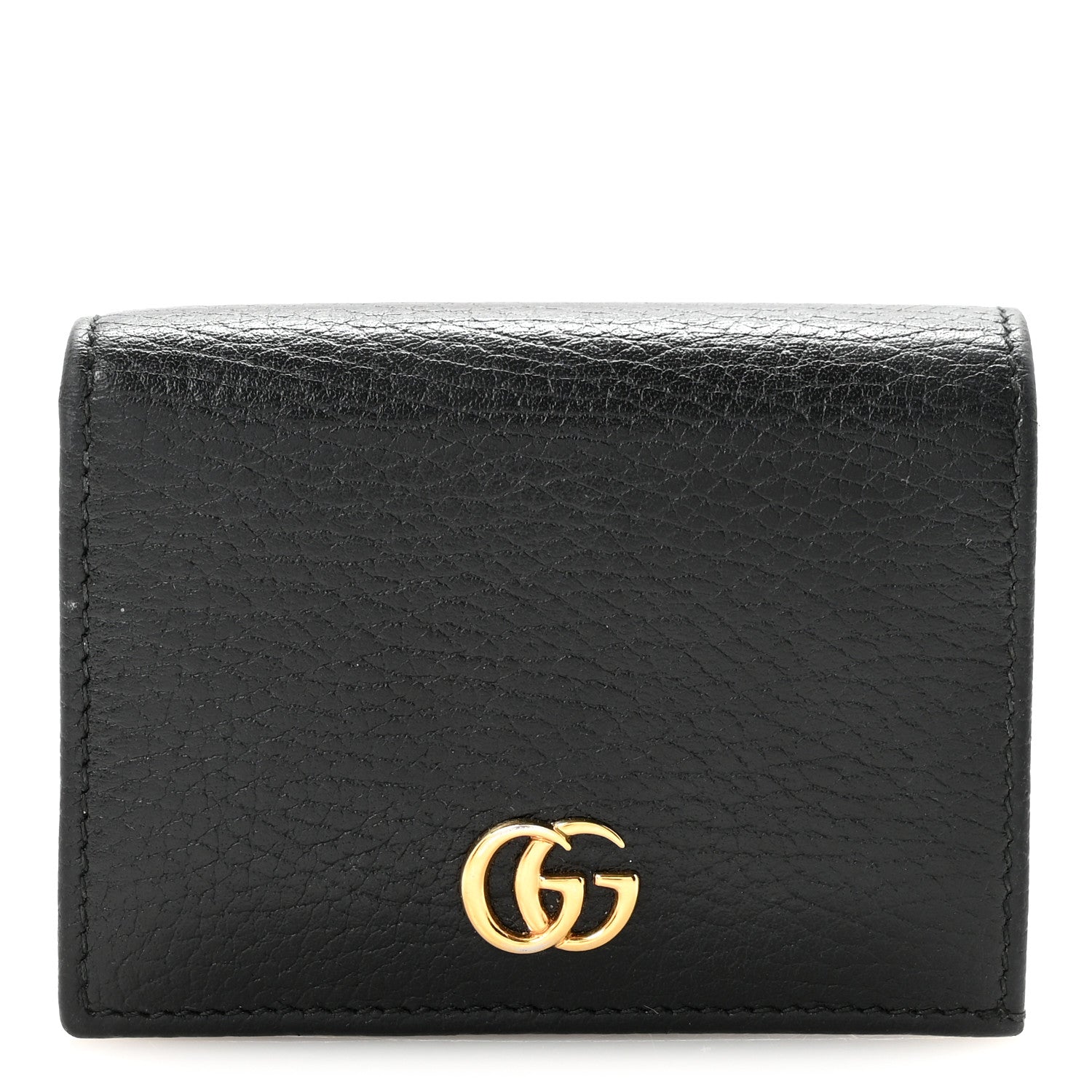 Gucci Pebbled Calfskin GG Marmont Card Case Black 1 of 8