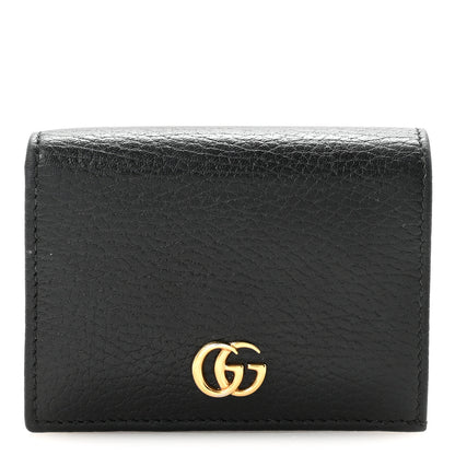 Gucci Pebbled Calfskin GG Marmont Card Case Black 1 of 8