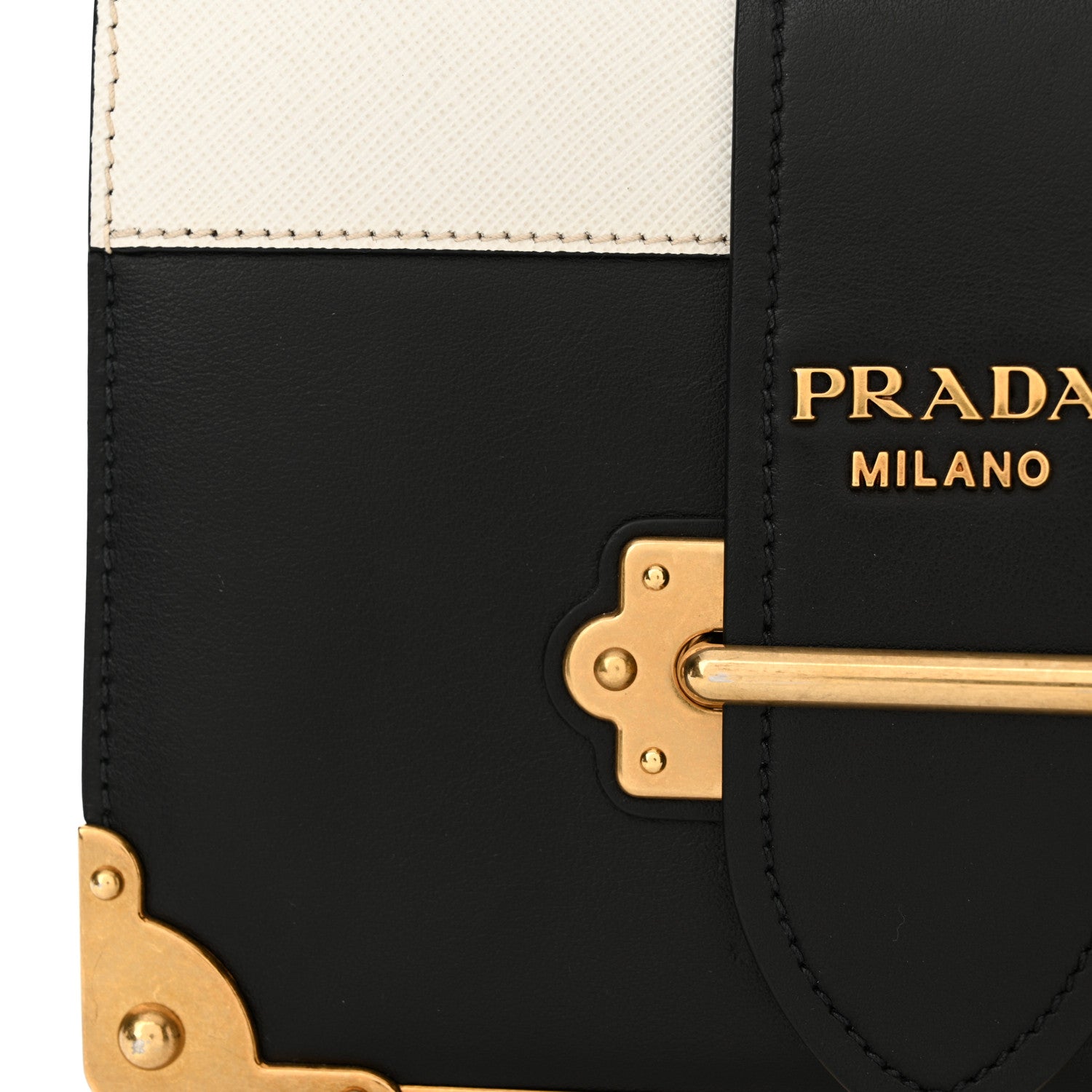 Prada City Calf Saffiano Cahier Bag Talco Black 12 of 12