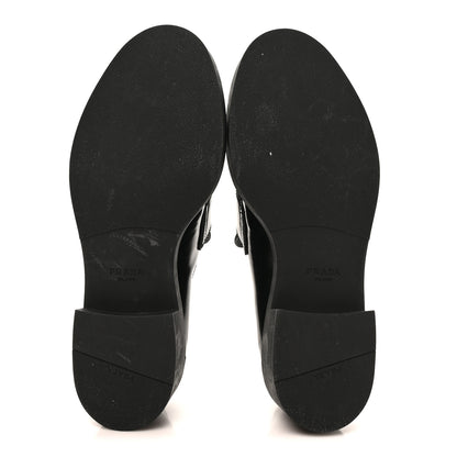 Prada Spazzolato Metal Triangle Logo 50mm Loafers 40 Black 6 of 9