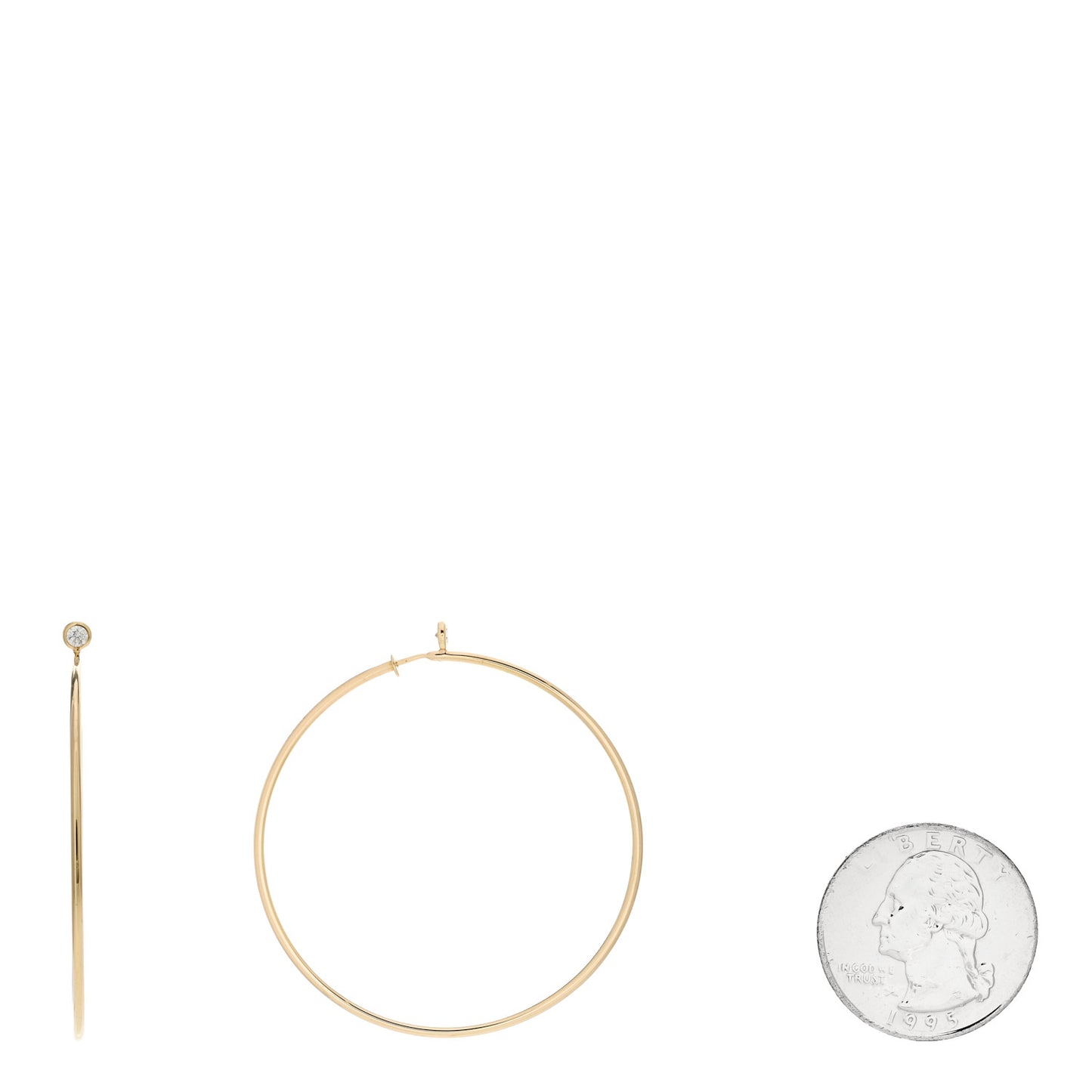 18K Yellow Gold Diamond Medium Elsa Peretti Hoop Earrings