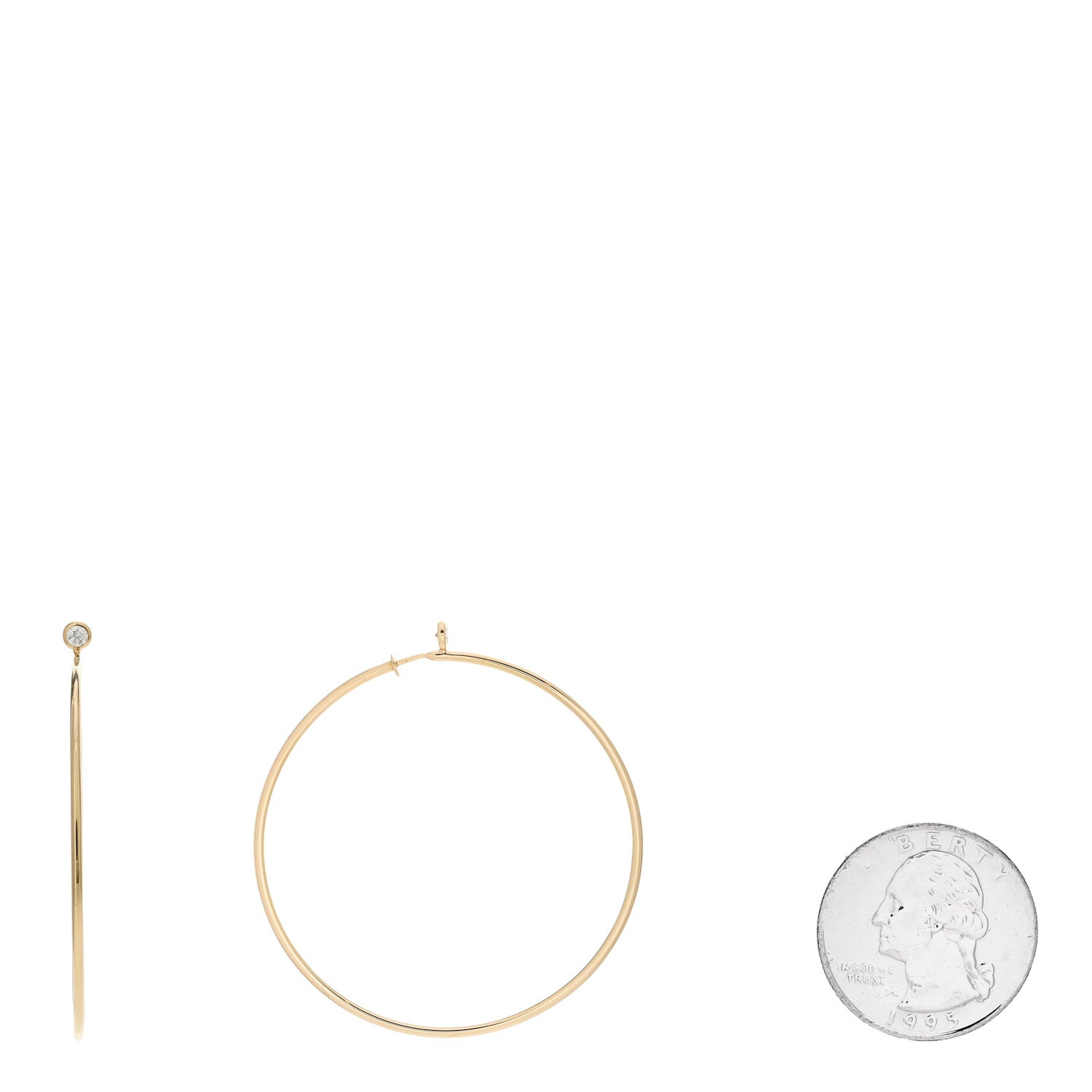 Tiffany 18K Yellow Gold Diamond Medium Elsa Peretti Hoop Earrings 2 of 4