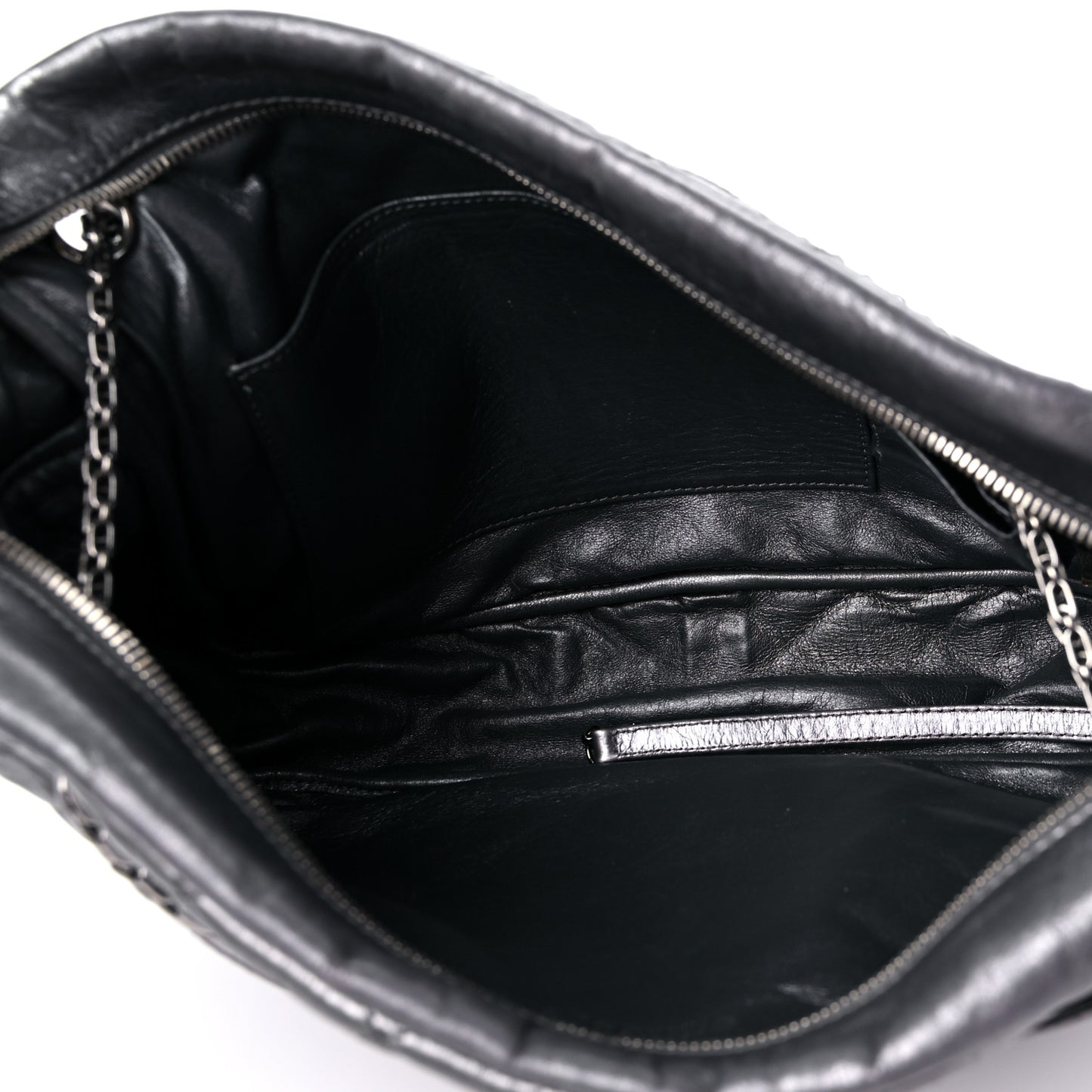 Metallic Aged Calfskin Quilted Large Reissue Camera Case Silver