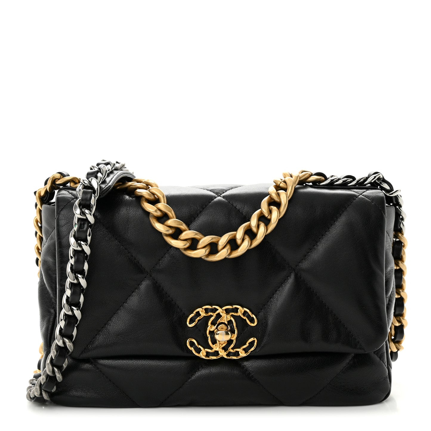 Goatskin Quilted Medium Chanel 19 Flap Black