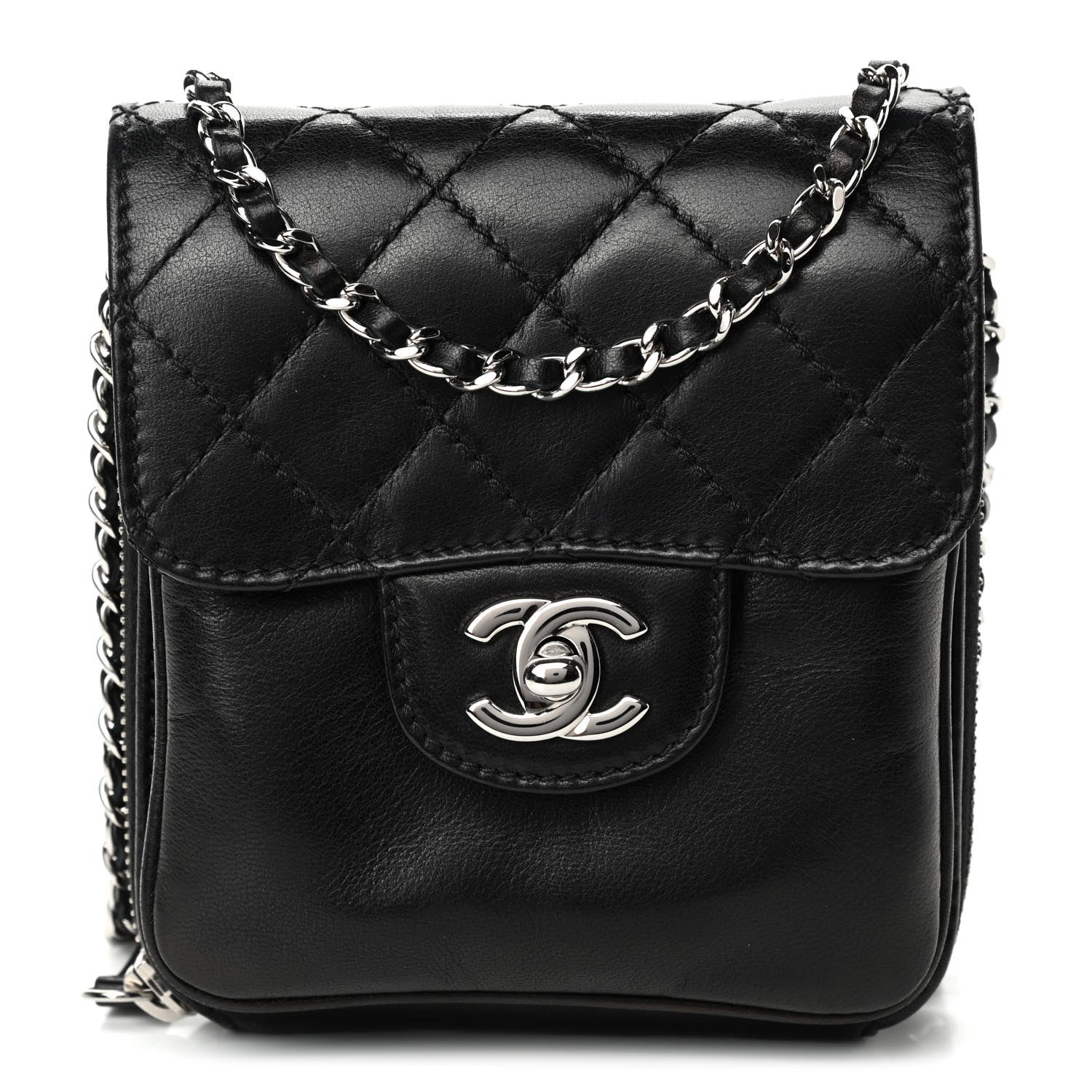 Chanel Lambskin Quilted Mini Crossbody Flap Black 1 of 4