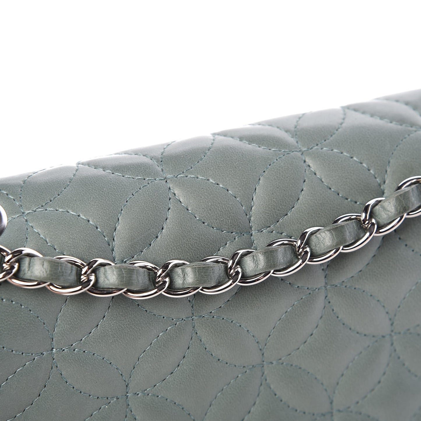 Lambskin Quilted Lady Graphic Flap Green
