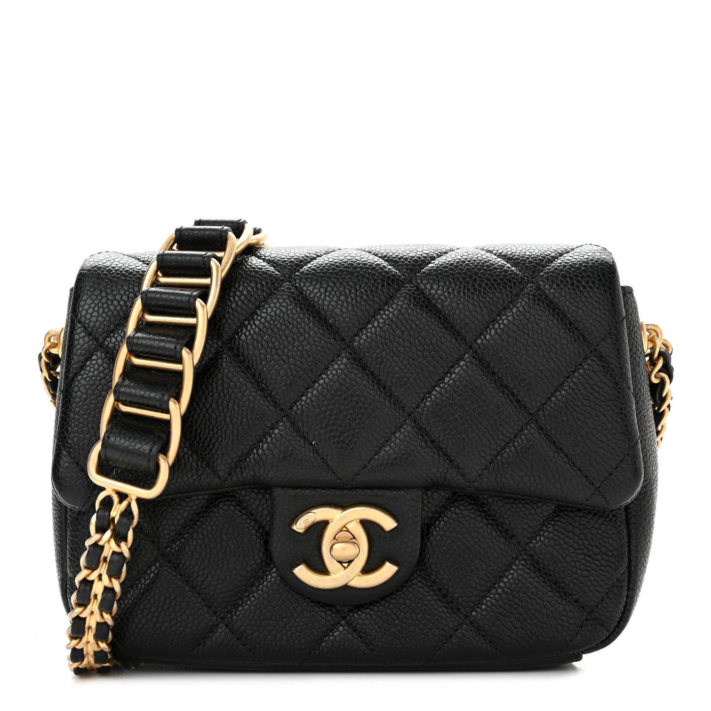 Caviar Quilted Mini Chain Soul Flap Black