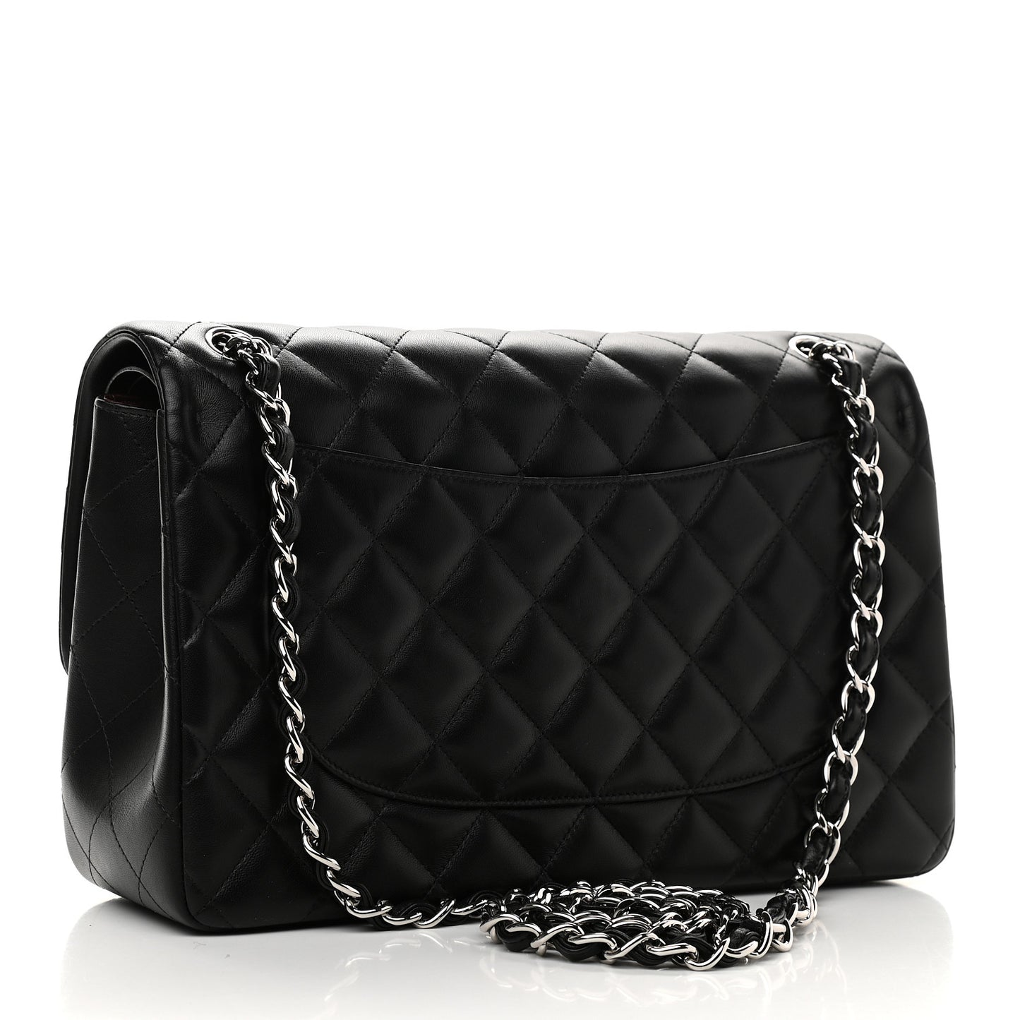 Lambskin Quilted Jumbo Double Flap Black