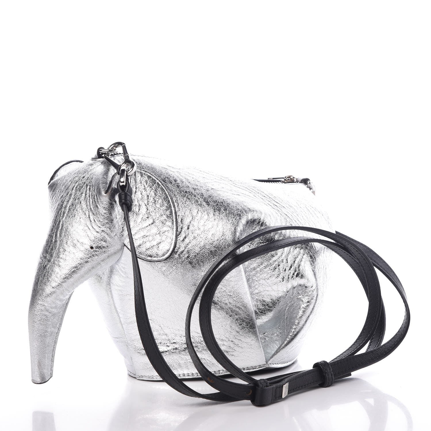 Loewe Metalic Calfskin Mini Elephant Crossbody Bag Silver 3 of 7