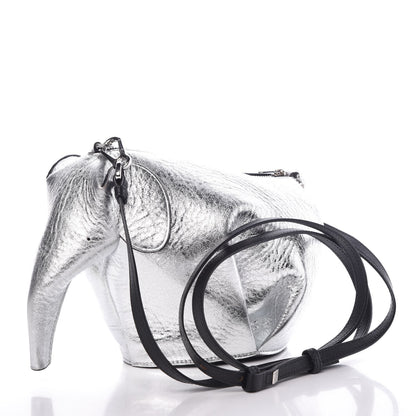 Loewe Metalic Calfskin Mini Elephant Crossbody Bag Silver 3 of 7