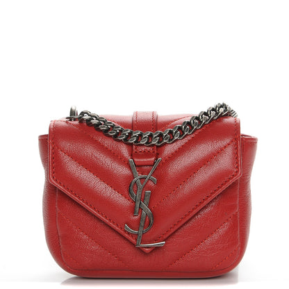 Saint Laurent Sheepskin Matelasse Chevron Monogram Mini College Bag New Red 1 of 7