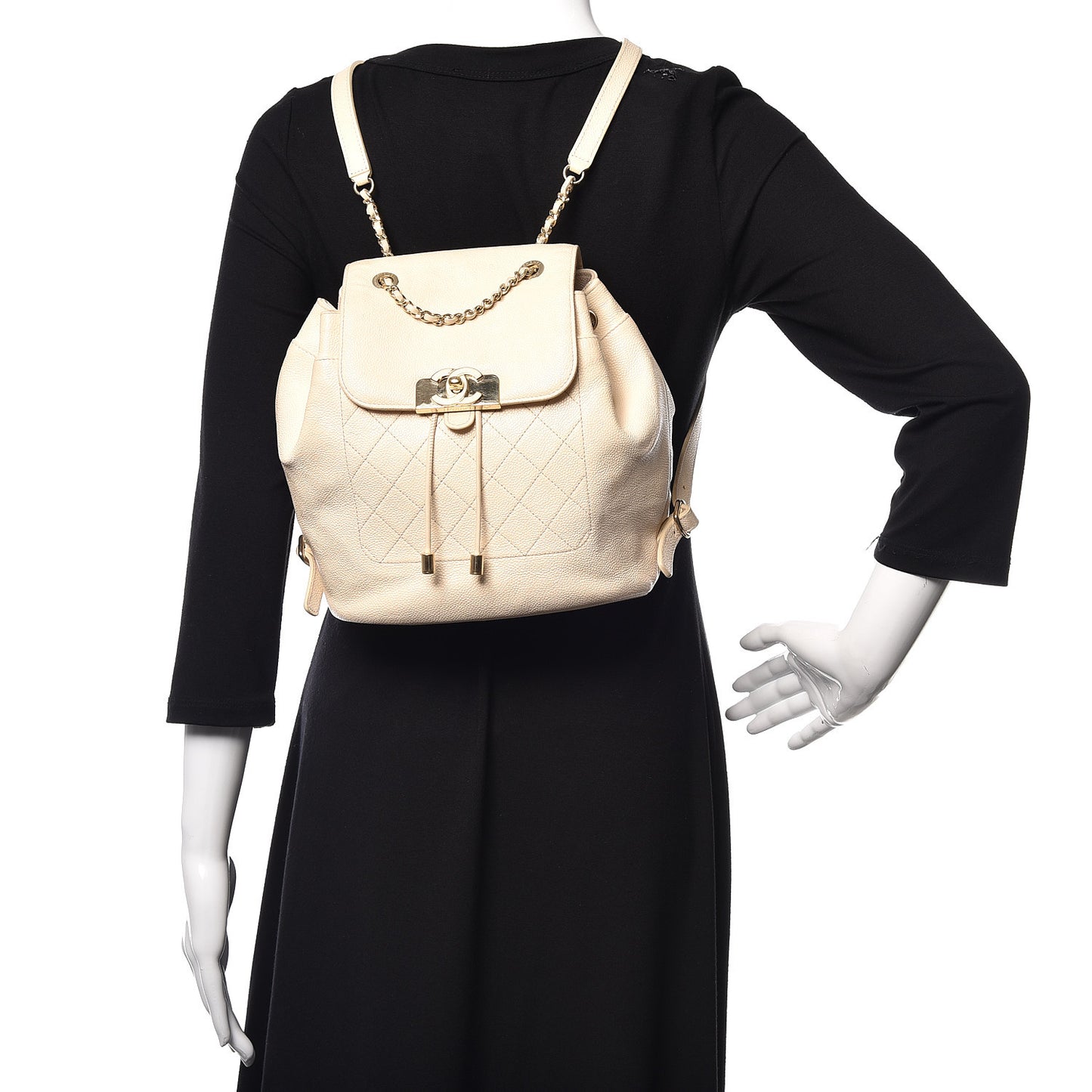 Caviar Quilted Backpack White