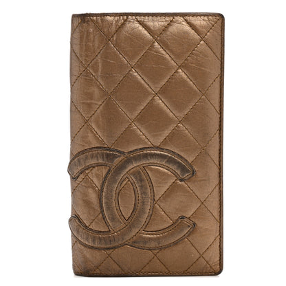 Chanel Metallic Aged Calfskin Quilted Cambon Yen Wallet Gold 1 of 12