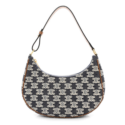 Celine Canvas Calfskin Ava Triomphe Shoulder Bag Blue 1 of 11