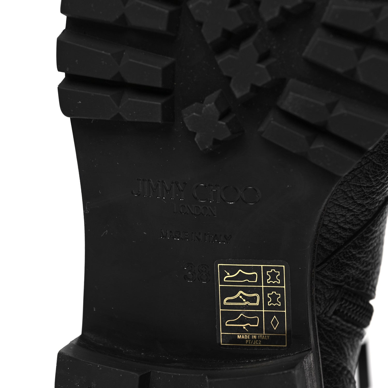 Jimmy Choo Grained Calfskin Crystal Embellished Cruz Combat Boots 38 Black 6 of 6