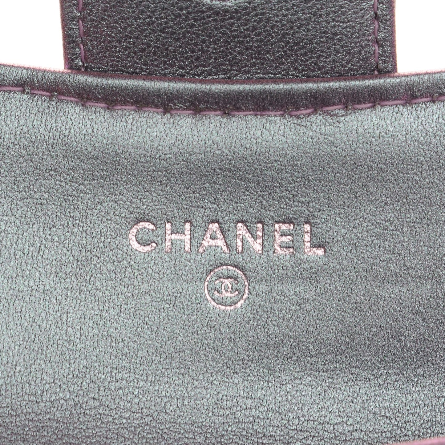 Iridescent Lambskin Quilted Reissue Flap Card Holder Light Purple