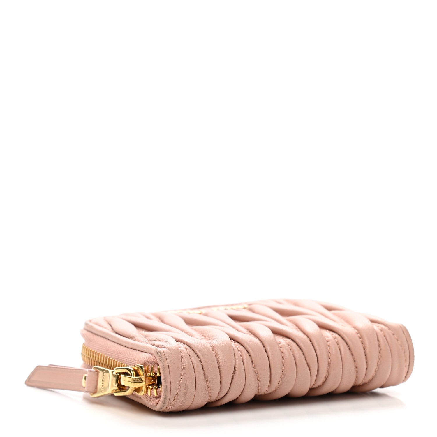 Miu Miu Nappa Matelasse Zip Around Compact Wallet Orchidea 4 of 12