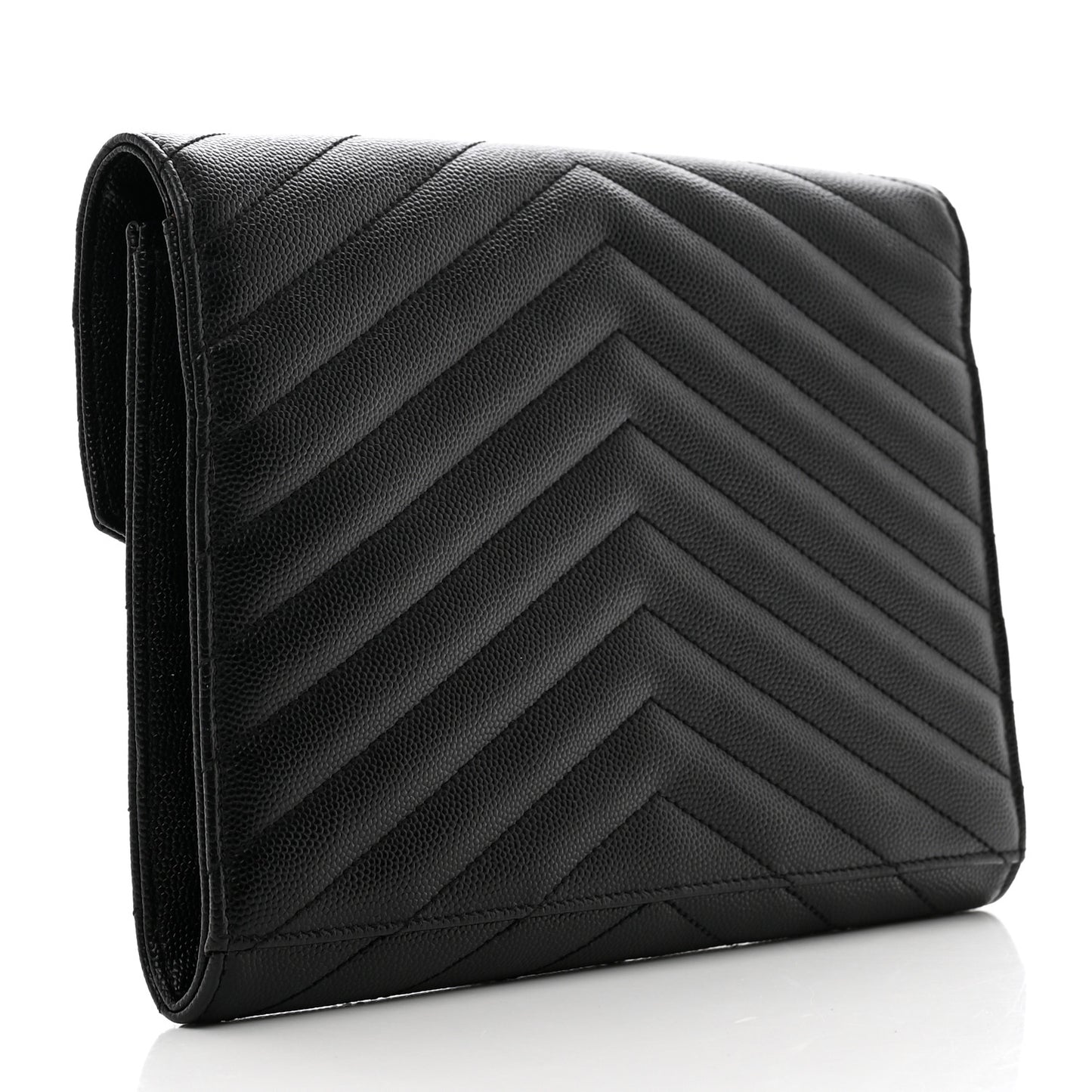 Grain De Poudre Matelasse Chevron Monogram Cassandre Flap Pouch Black