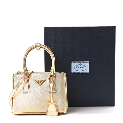 Prada Saffiano Lux Mini Galleria Double Zip Tote Platino 11 of 11