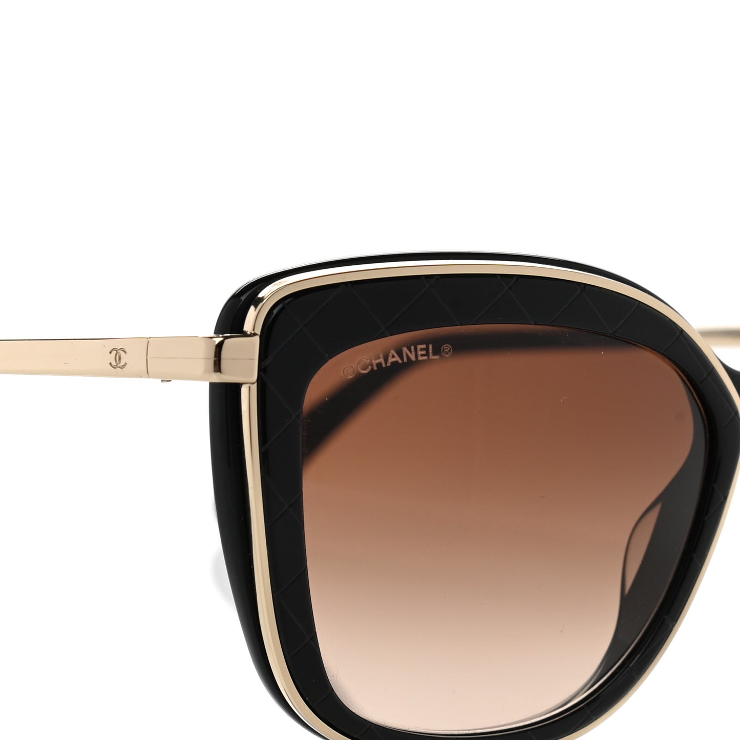 Acetate Quilted Metal Butterfly Sunglasses 4238-A Black
