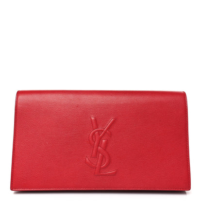 Saint Laurent Calfskin Monogram Large Belle De Jour Clutch Red 1 of 9