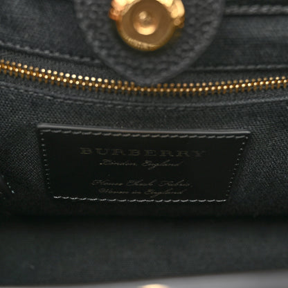 Burberry Grainy Calfskin House Check Small Banner Tote Black 6 of 9