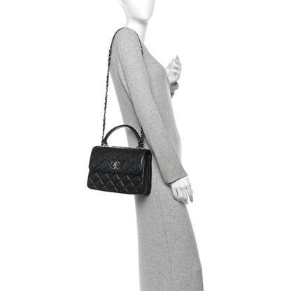 Chanel Lambskin Quilted Small Trendy CC Chain Dual Handle Flap Bag Black 2 of 11