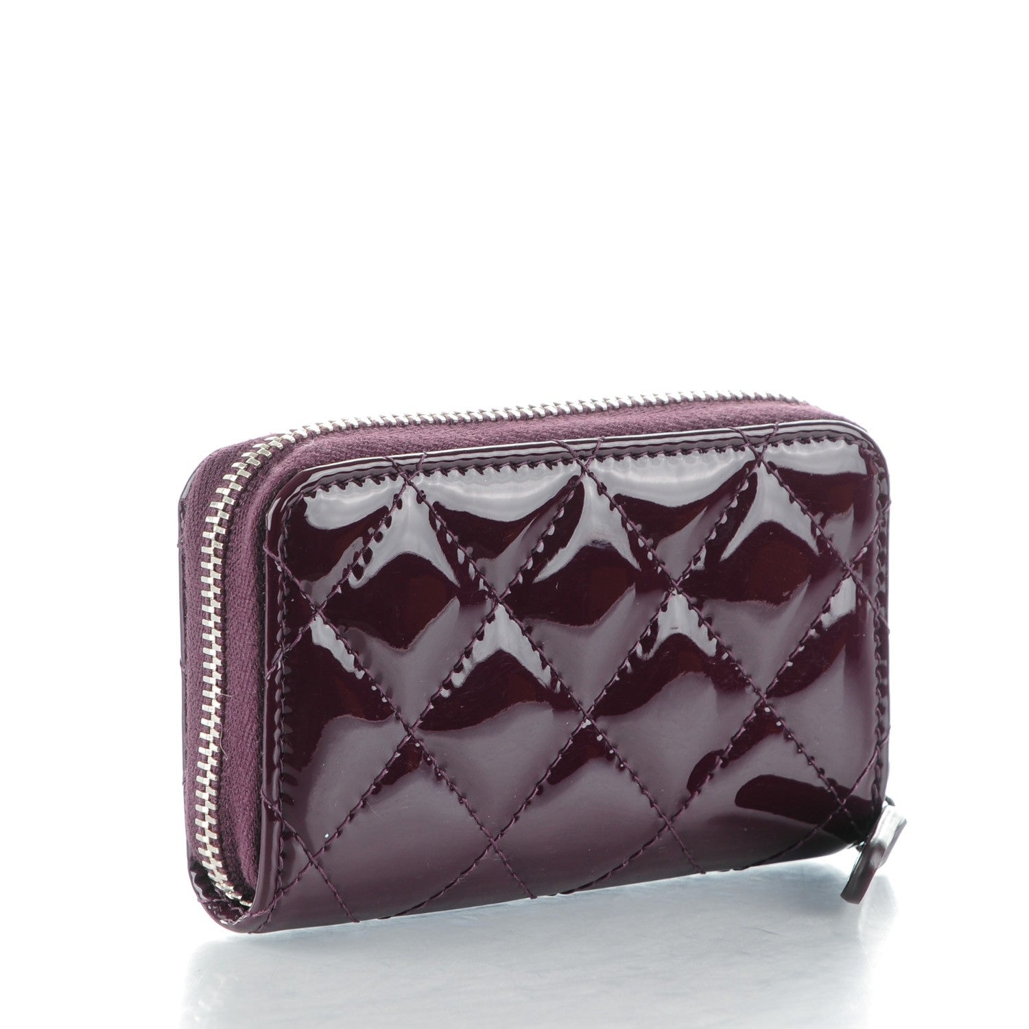 Chanel Patent Calfskin Quilted Zip Coin Purse Purple 3 of 7