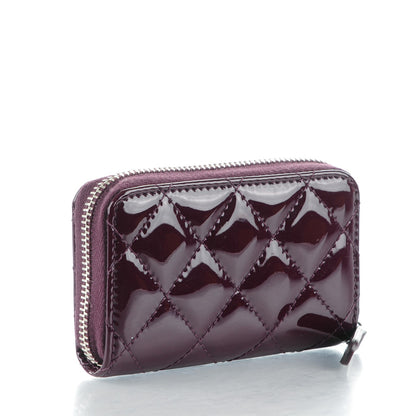 Chanel Patent Calfskin Quilted Zip Coin Purse Purple 3 of 7