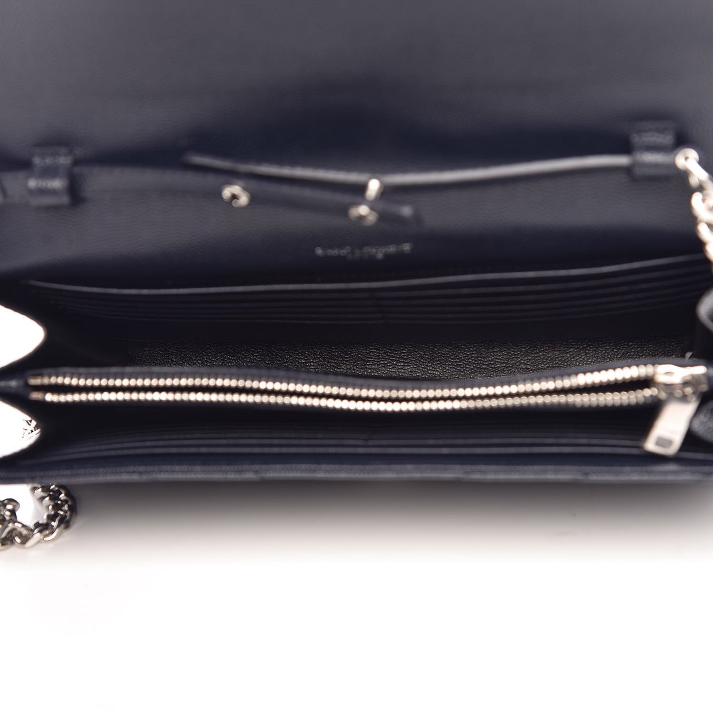 Grain De Poudre Matelasse Chevron Monogram Chain Wallet Deep Marine
