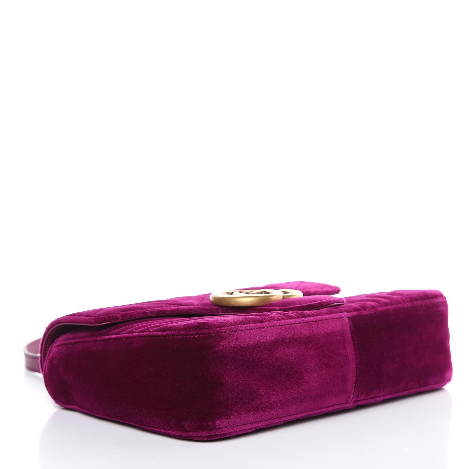 Gucci Velvet Matelasse Medium GG Marmont Shoulder Bag Fuchsia Violet Cyclamen 4 of 10