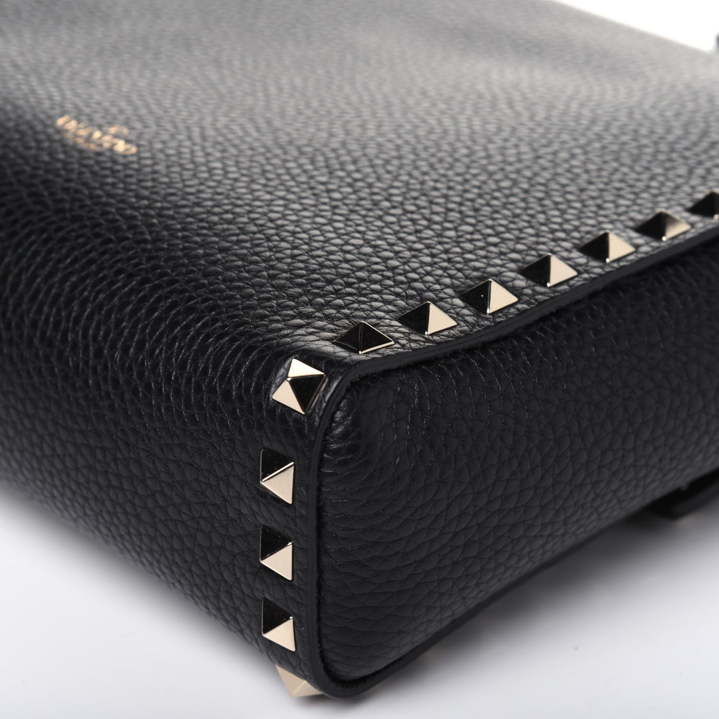Pebbled Calfskin Rockstud Flip Lock Flap Messenger Black