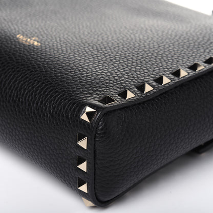 Valentino Garavani Pebbled Calfskin Rockstud Flip Lock Flap Messenger Black 14 of 17