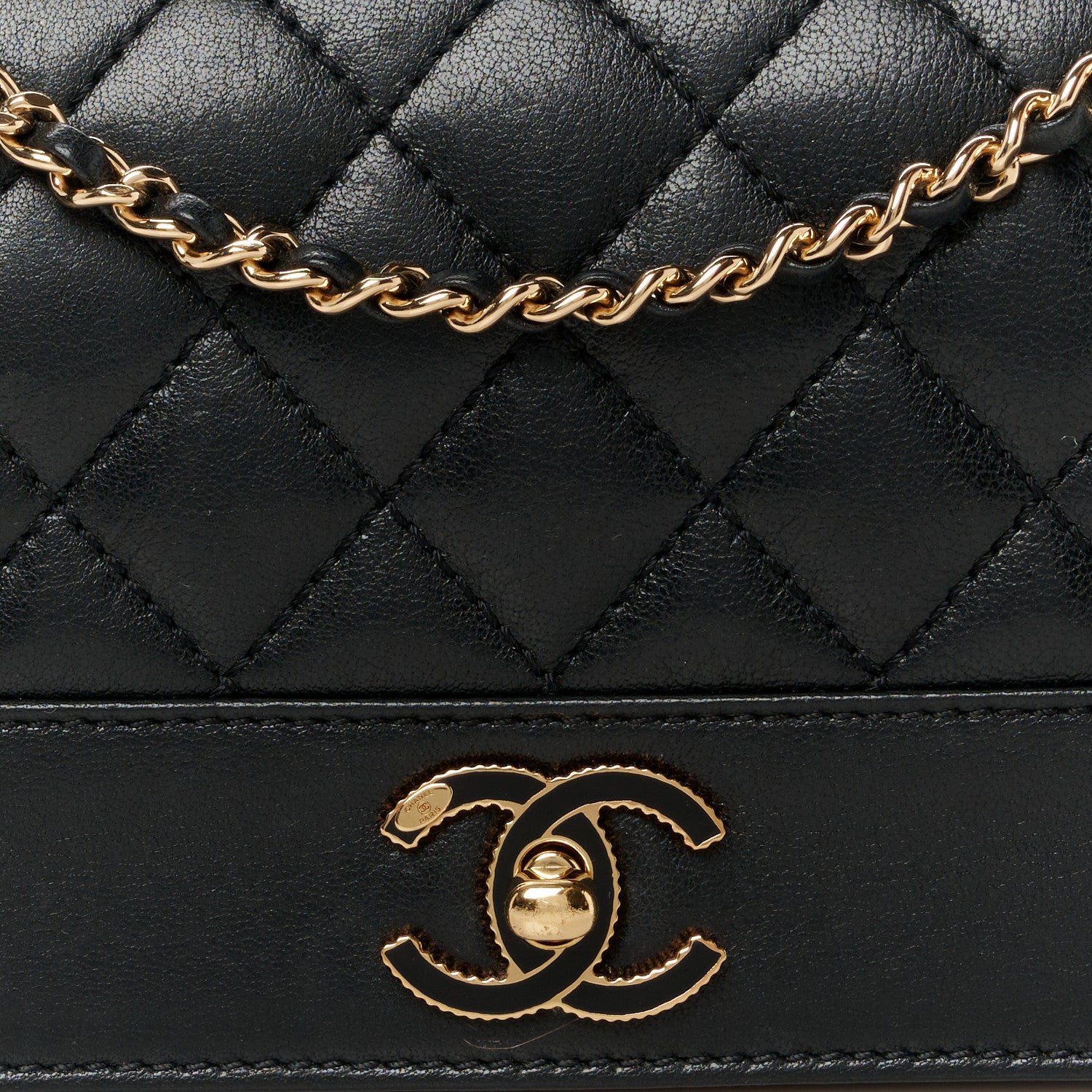 Chanel Sheepskin Quilted Medium Vintage Mademoiselle Flap Black 9 of 11