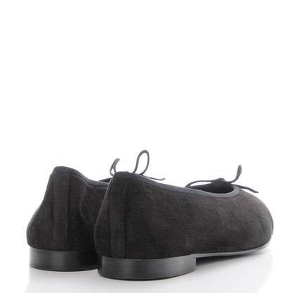 Chanel Kid Suede Hologram Cap Toe CC Ballerina Flats 41.5 Black White 4 of 9