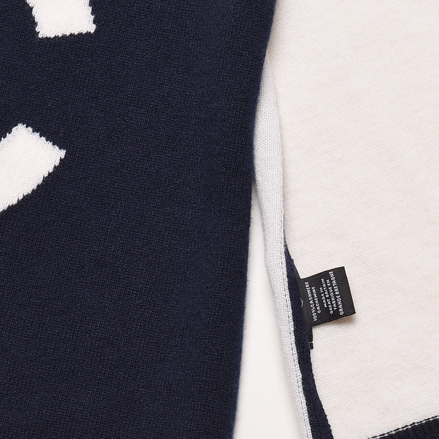 Chanel Cashmere CC Scarf Navy Ivory 5 of 7