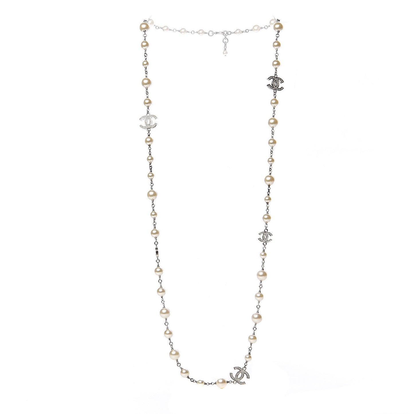 Crystal Pearl CC Long Necklace