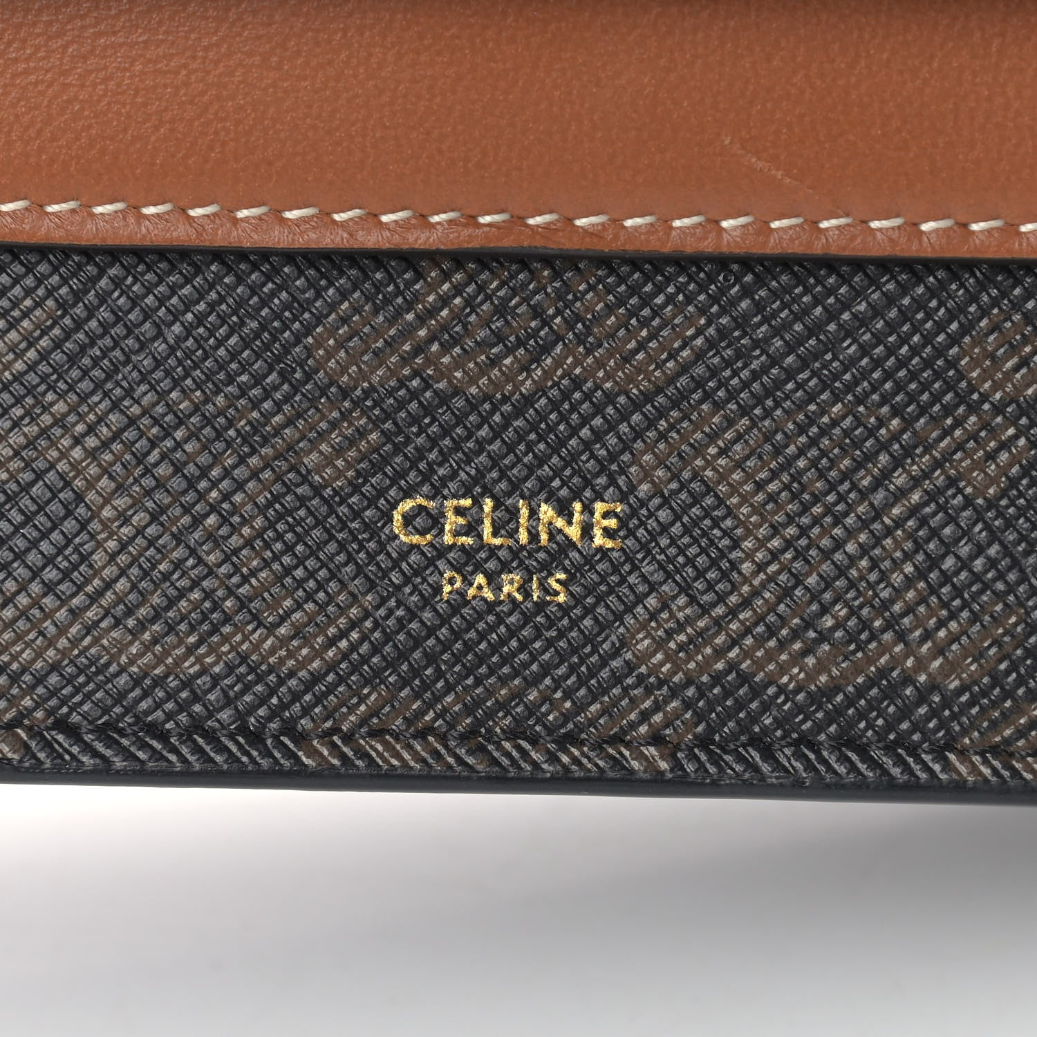 Celine Triomphe Canvas Lambskin Wallet On Strap Tan 7 of 11