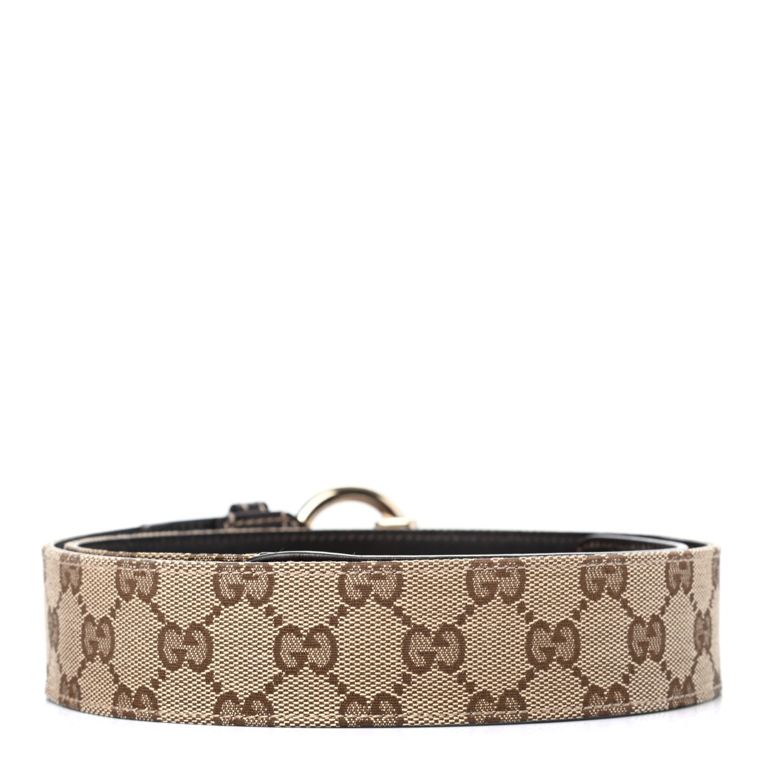 Gucci Monogram Horsebit Buckle Belt 85 34 Dark Brown 2 of 5