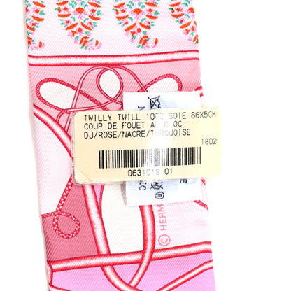 Hermes Silk Coup De Fouet Au Bloc Twilly Rose Nacre Turquoise 4 of 4