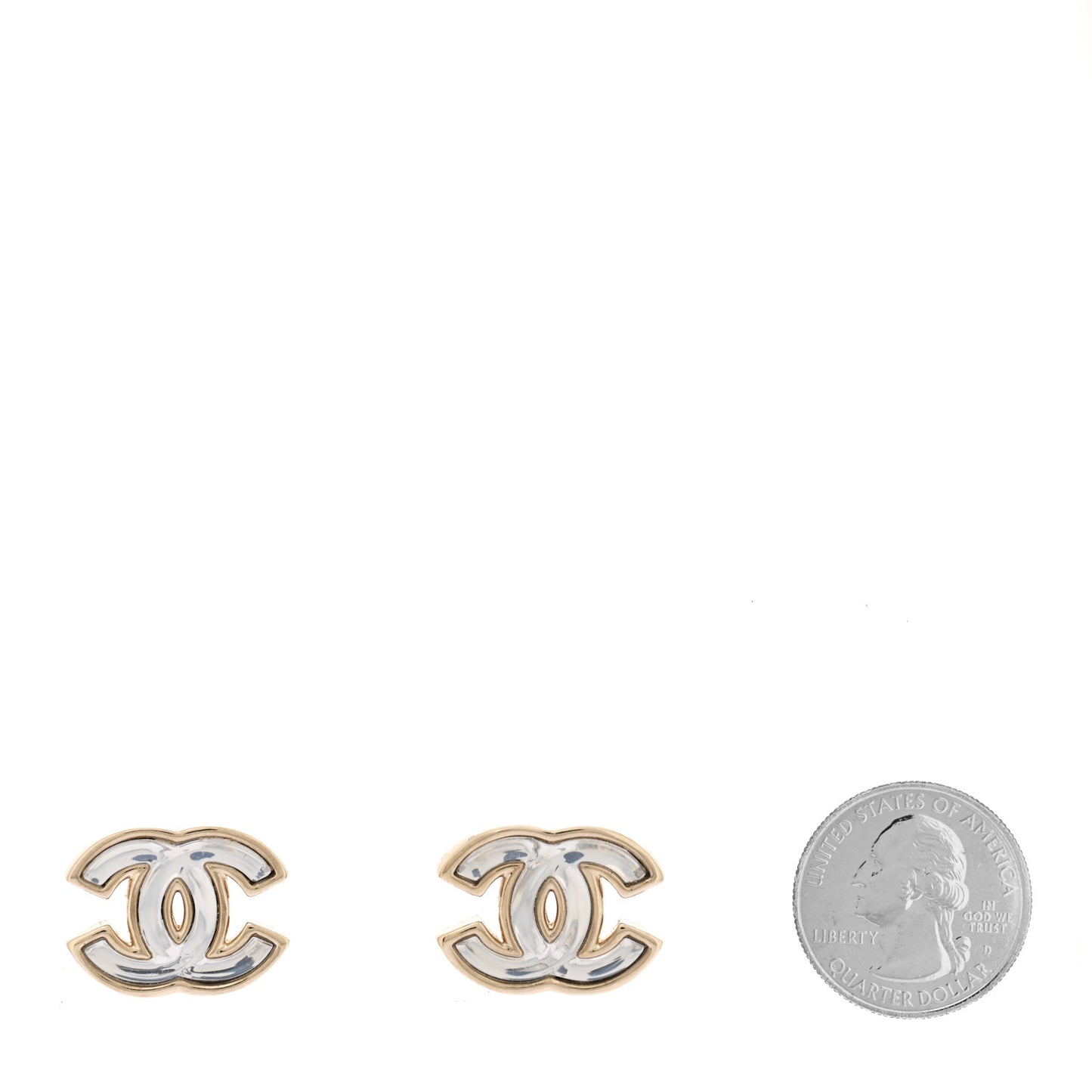 Metal Transparent Enamel CC Earrings Gold