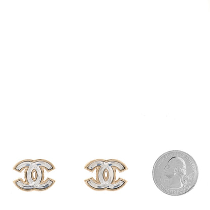 Chanel Metal Transparent Enamel CC Earrings Gold 2 of 5