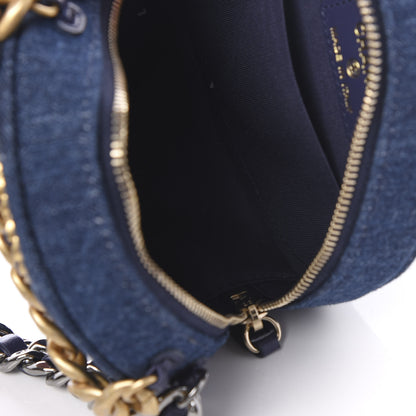 Chanel Denim Quilted Chanel 19 Round Clutch With Chain Blue 4 of 9