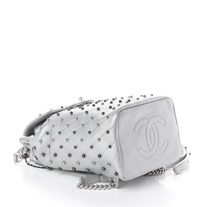 Chanel Metallic Lambskin Chevron Quilted Studded Stud Wars Backpack Silver 4 of 9