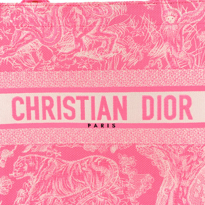 Christian Dior Canvas Embroidered Medium Dioriviera Toile De Jouy Book Tote Fluorescent Pink 8 of 12