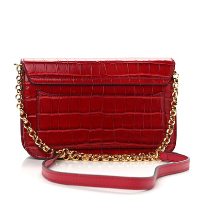 Chloe Calfskin Crocodile Embossed C Clutch With Chain Dusky Red 3 of 10