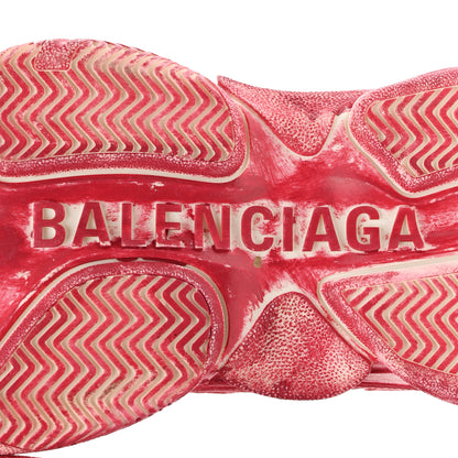 Balenciaga Fabric Mesh Faded Washed Womens Triple S Sneakers 38 Red 7 of 9