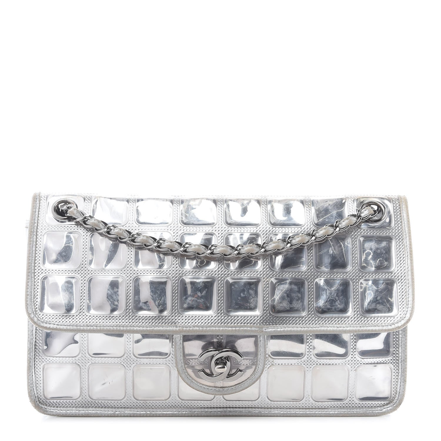Chanel Vinyl Large Ice Cube Flap Silver 1 of 14