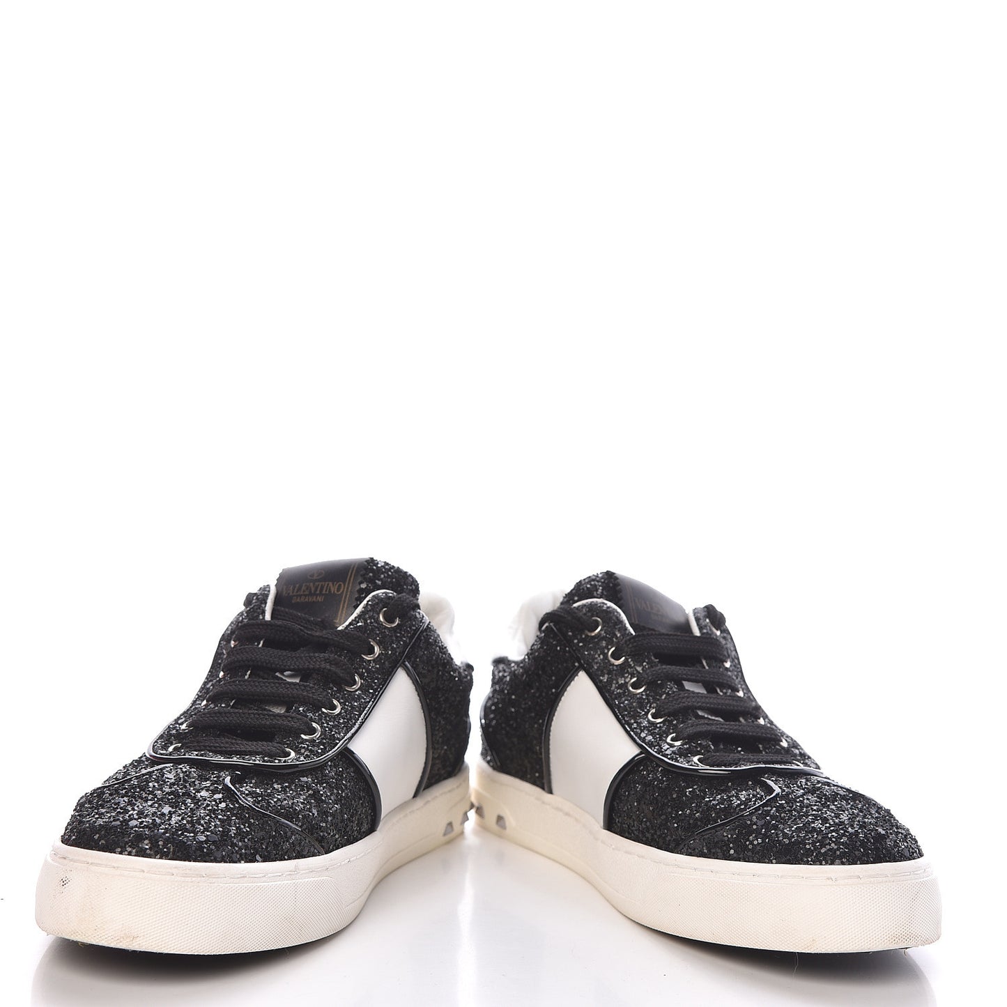 Calfskin Glitter Flycrew Sneakers 36.5 Black