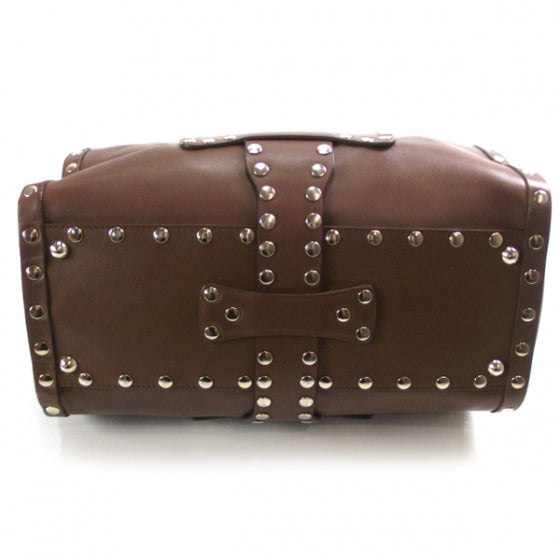 Leather Studded Ross Tote Brown